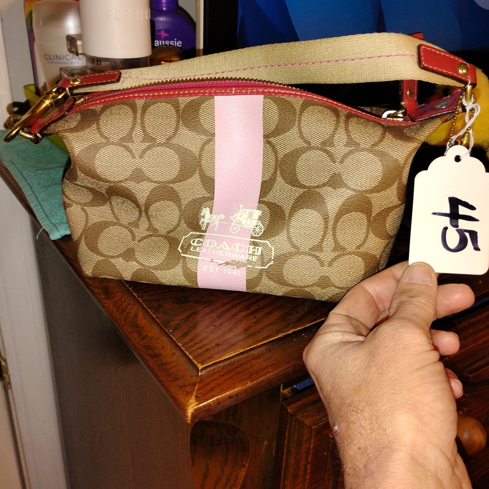 Coach Tan and Pink Wristlet